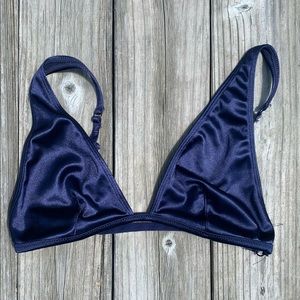 Out From Under Navy Satin Bralette